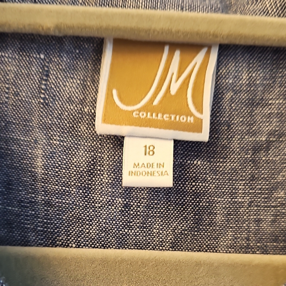 JM Collection Denim-Style Top - Picture 3 of 13